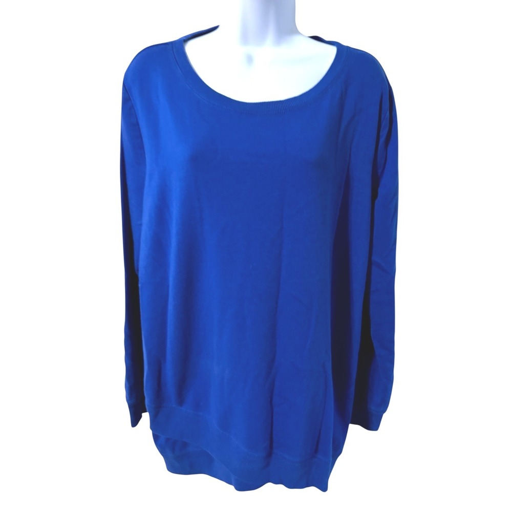 Liz Claiborne Weekend Top Women XL Royal Blue Excellent Crew‎ Neck Pullover
